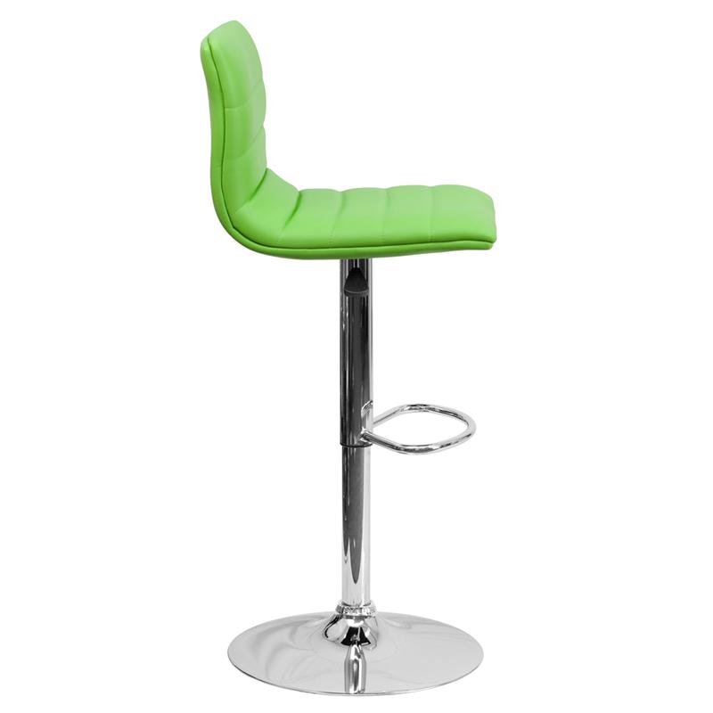 Modern Green Vinyl Adjustable Bar Stool With Back, Counter Height Swivel Stool With Chrome Pedestal Base By Flash Furniture | Bar Stools | Modishstore - 2