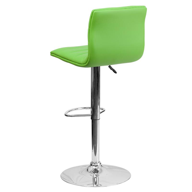 Modern Green Vinyl Adjustable Bar Stool With Back, Counter Height Swivel Stool With Chrome Pedestal Base By Flash Furniture | Bar Stools | Modishstore - 3