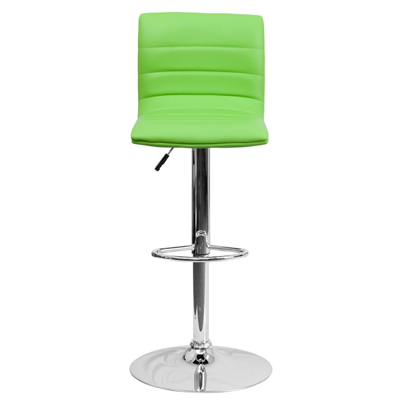 Modern Green Vinyl Adjustable Bar Stool With Back, Counter Height Swivel Stool With Chrome Pedestal Base By Flash Furniture | Bar Stools | Modishstore - 4