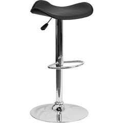 Contemporary Black Vinyl Adjustable Height Barstool With Wavy Seat And Chrome Base By Flash Furniture