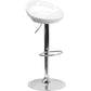 Contemporary White Plastic Adjustable Height Barstool With Rounded Cutout Back And Chrome Base By Flash Furniture | Bar Stools | Modishstore