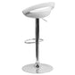 Contemporary White Plastic Adjustable Height Barstool With Rounded Cutout Back And Chrome Base By Flash Furniture | Bar Stools | Modishstore - 3