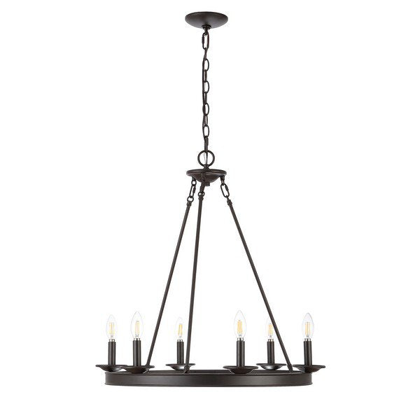 Safavieh Joris 6Lt Chandelier - Oil Rubbed Bronze (Black) | Chandeliers | Modishstore - 2