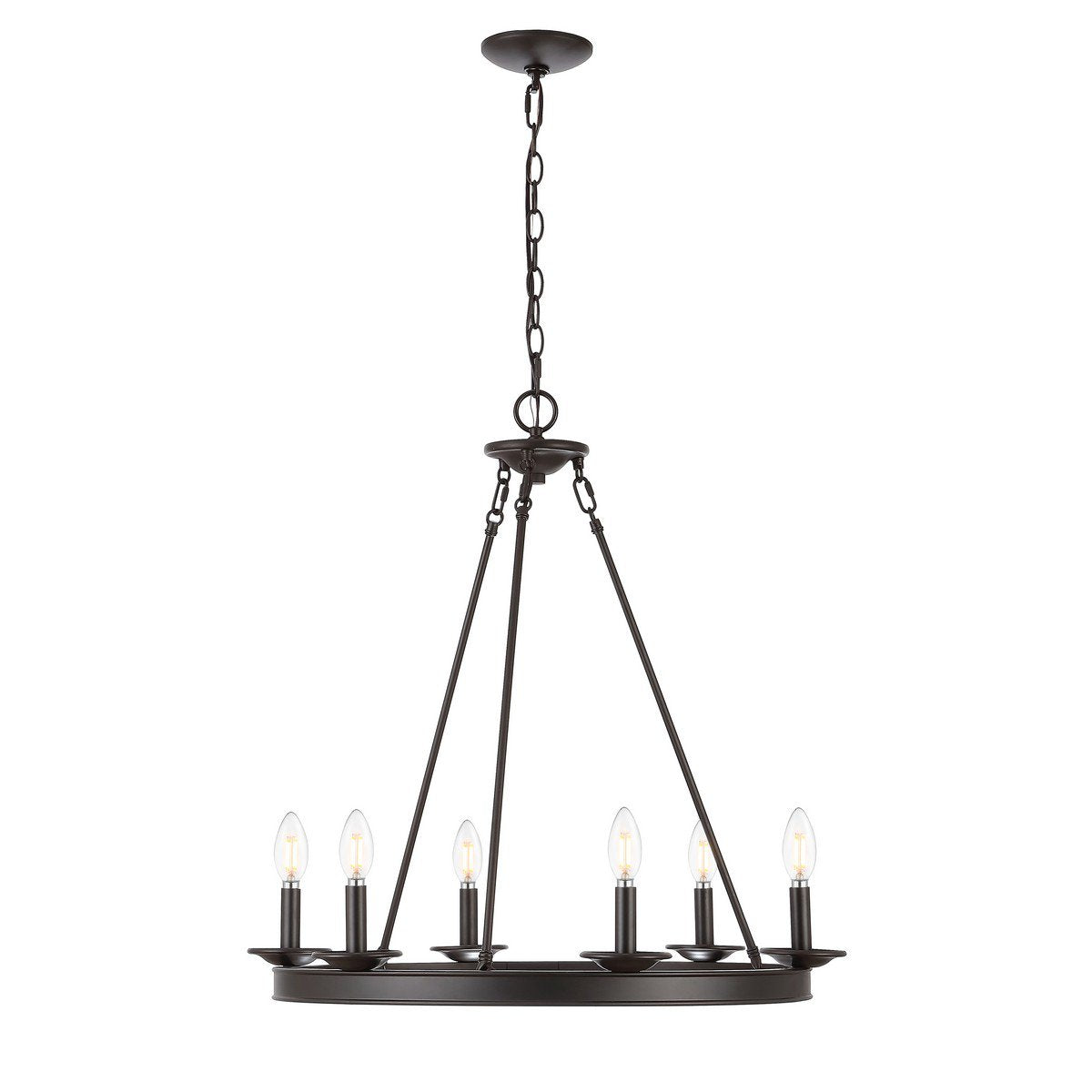 Safavieh Joris 6Lt Chandelier - Oil Rubbed Bronze (Black) | Chandeliers | Modishstore - 3