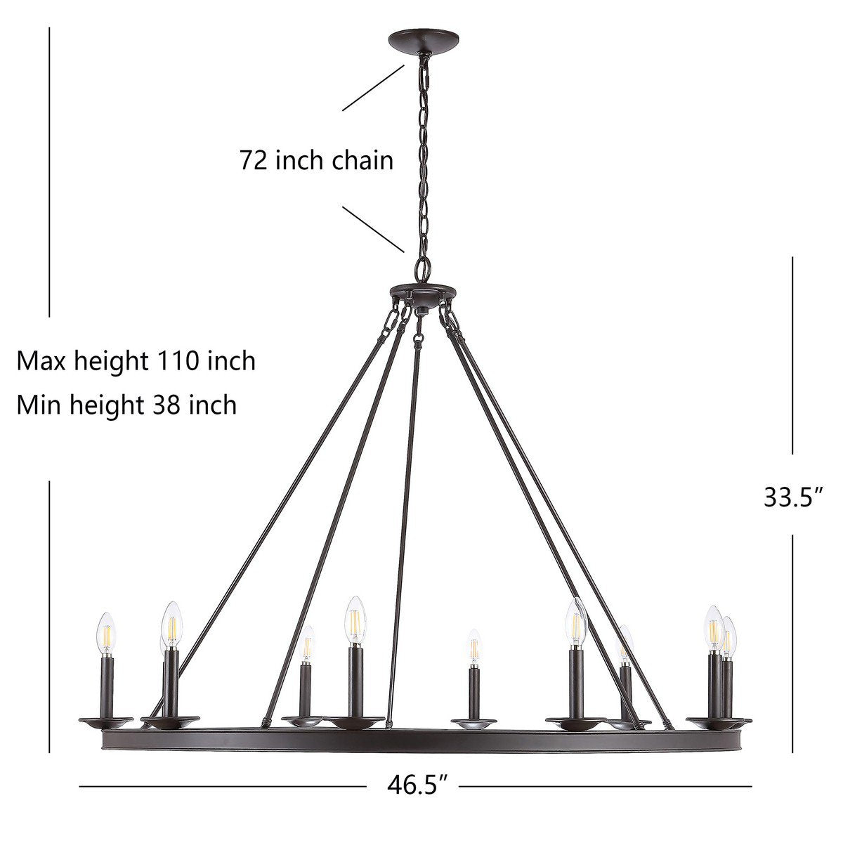 Safavieh Telta 10Lt Chandelier - Oil Rubbed Bronze (Black) | Chandeliers | Modishstore - 2