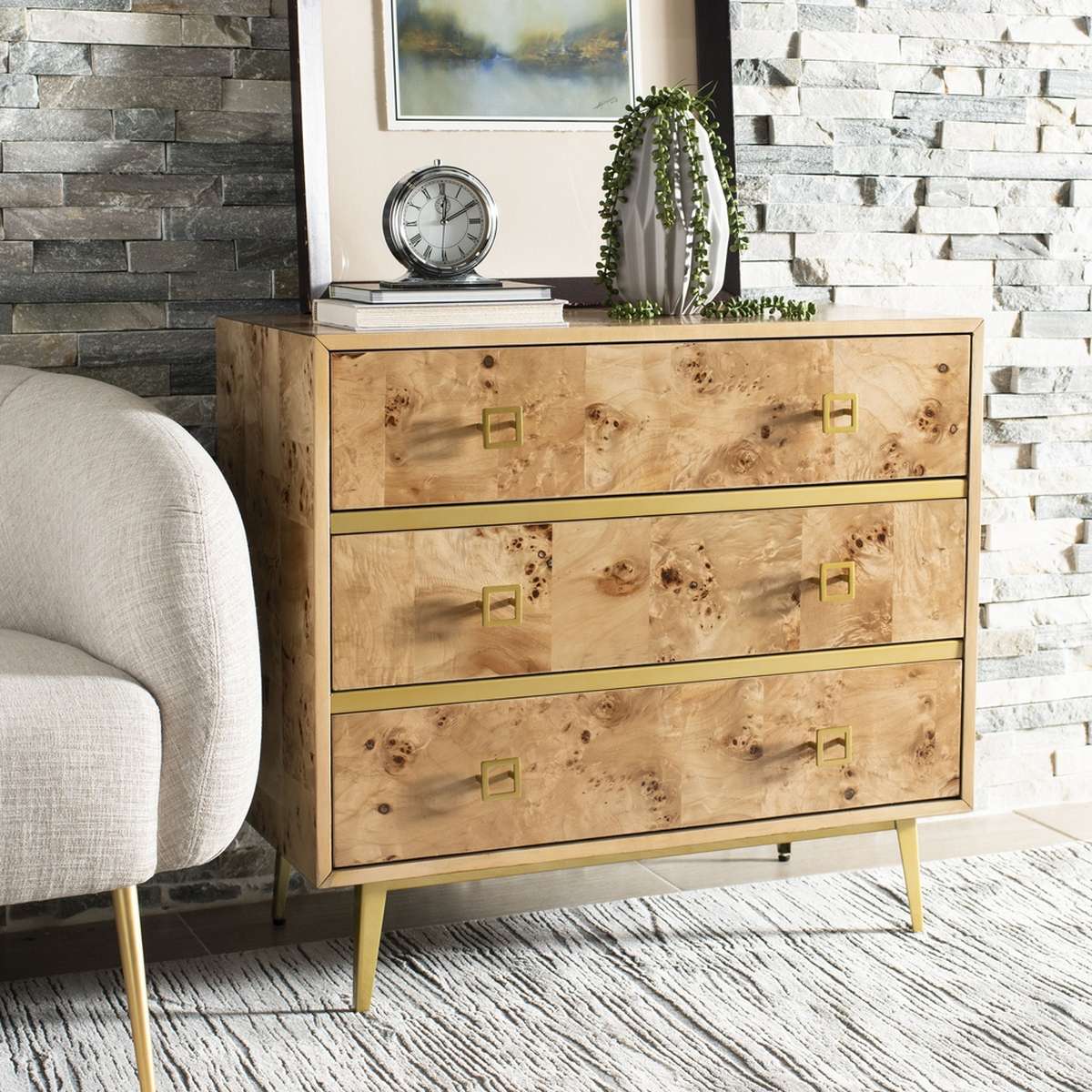 Safavieh Katia 3 Drawer Chest - Natural | Drawers | Modishstore