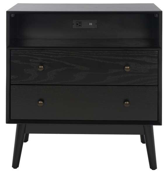 Safavieh Scully 2 Drawer 1 Shelf Chest W/ Usb - Black | Drawers | Modishstore - 2