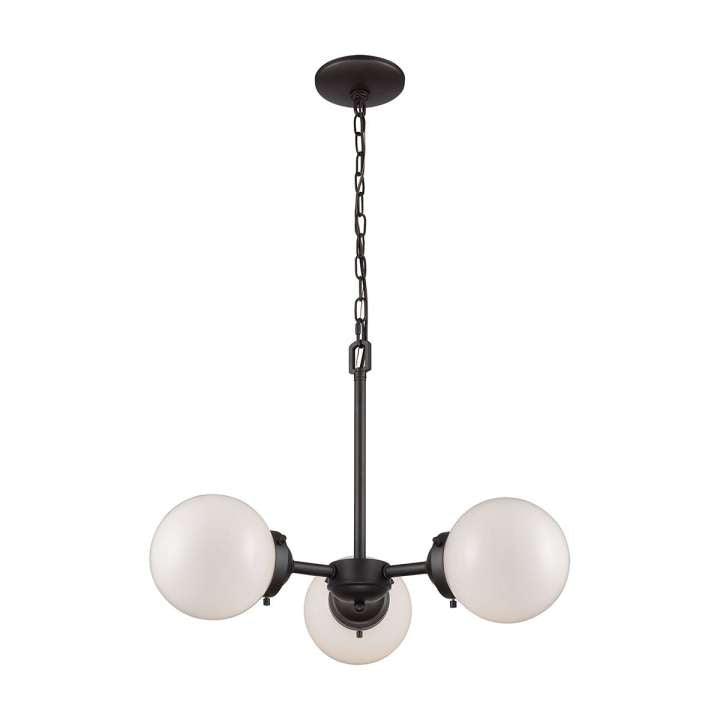 Beckett 3-Light Chandelier in in Oil Rubbed Bronze with Opal White Glass | Chandeliers | Modishstore