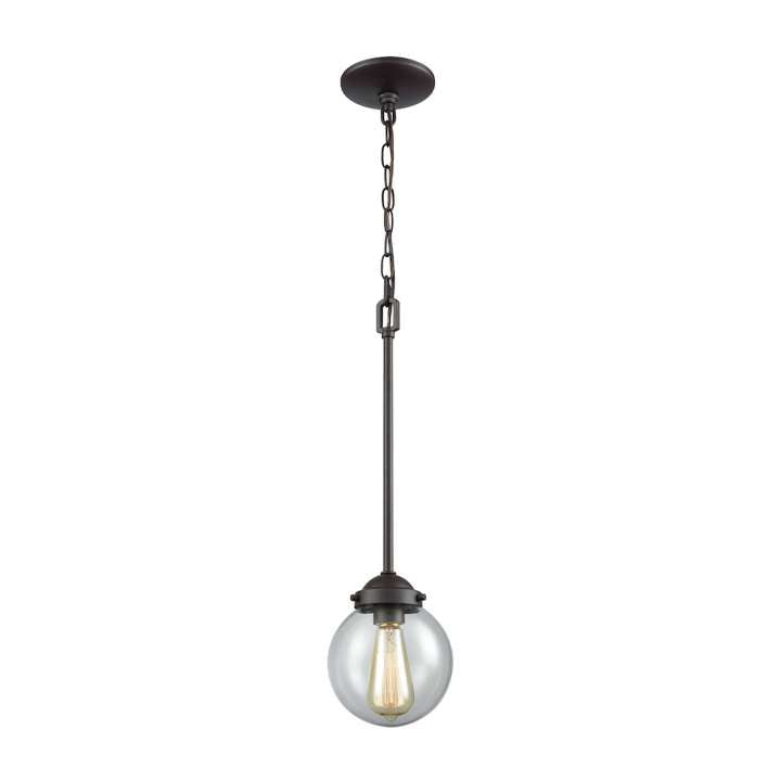 Beckett 1-Light Pendant in Oil Rubbed Bronze with Clear Glass | Pendant Lamps | Modishstore