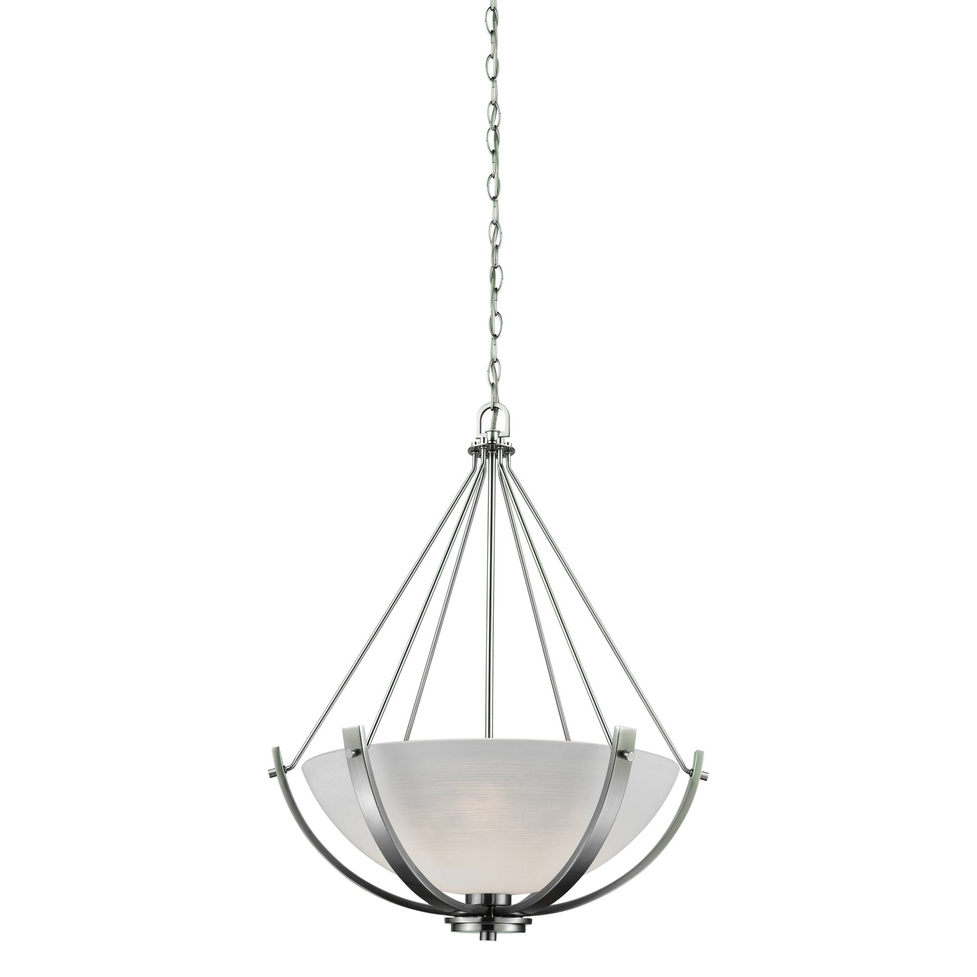 Casual Mission 3-Light Chandelier In In Brushed Nickel With White Lined Glass  ELK | Chandeliers | Modishstore | CN170342