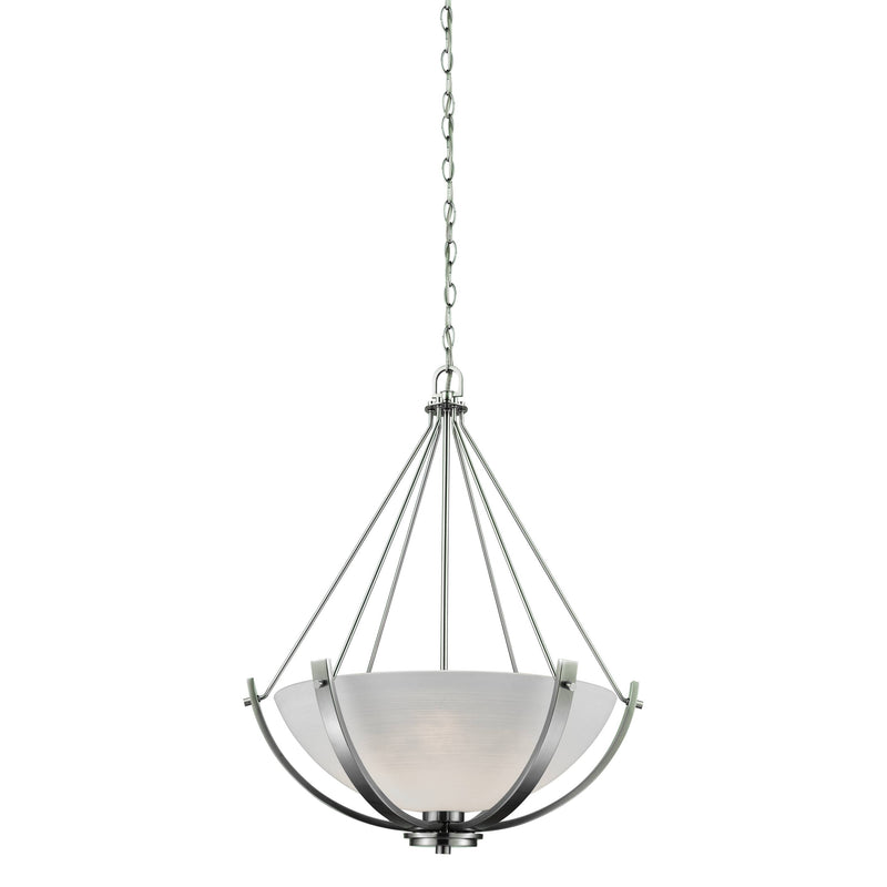 Casual Mission 3-Light Chandelier In In Brushed Nickel With White Lined Glass  ELK | Chandeliers | Modishstore | CN170342