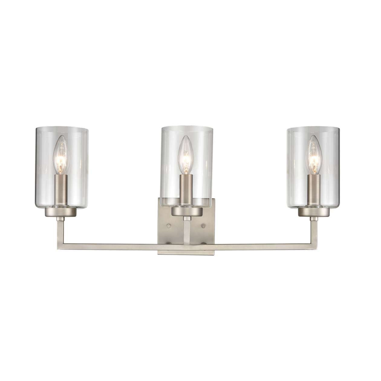 West End 3-Light Bath Light in Brushed Nickel with Clear Glass | Vanity Light | Modishstore