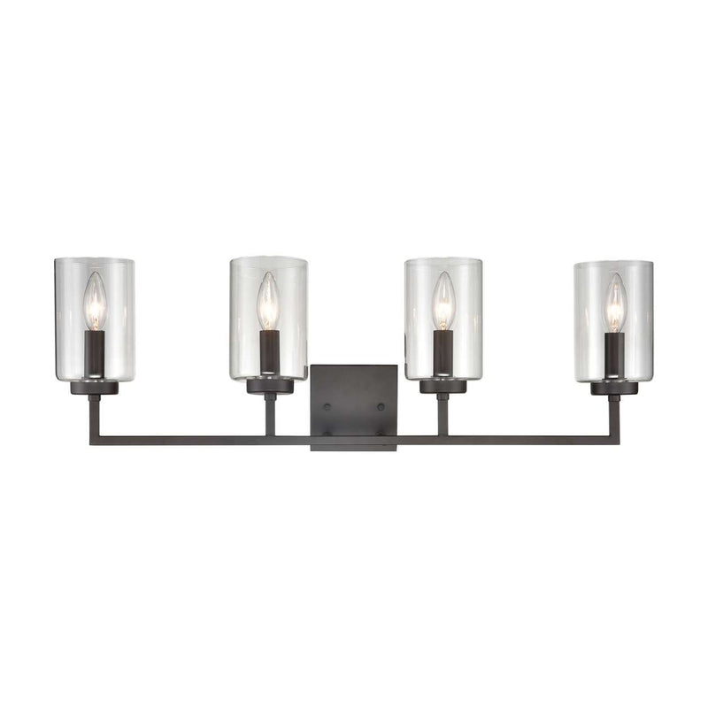 West End 4-Light Bath Light in Oil Rubbed Bronze with Clear Glass | Vanity Light | Modishstore