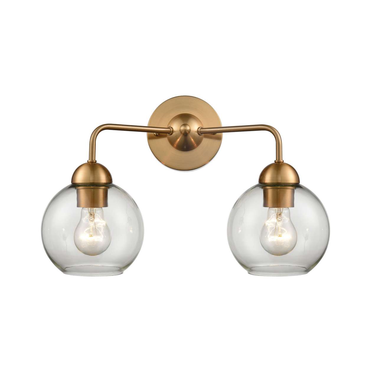 Astoria 2-Light Bath Bar in Satin Gold | Vanity Light | Modishstore