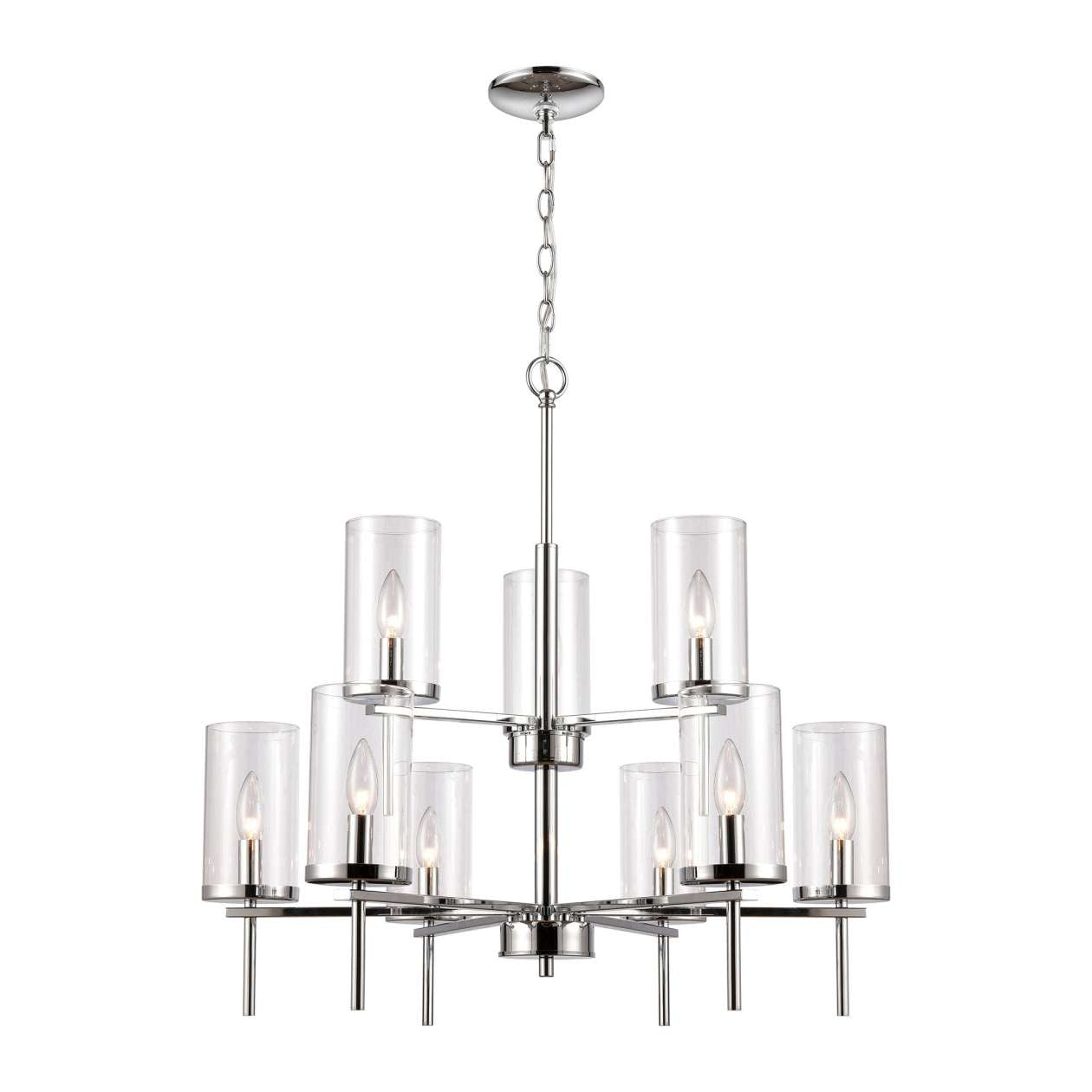 9 Light Chandelier in Chrome | Chandeliers | Modishstore