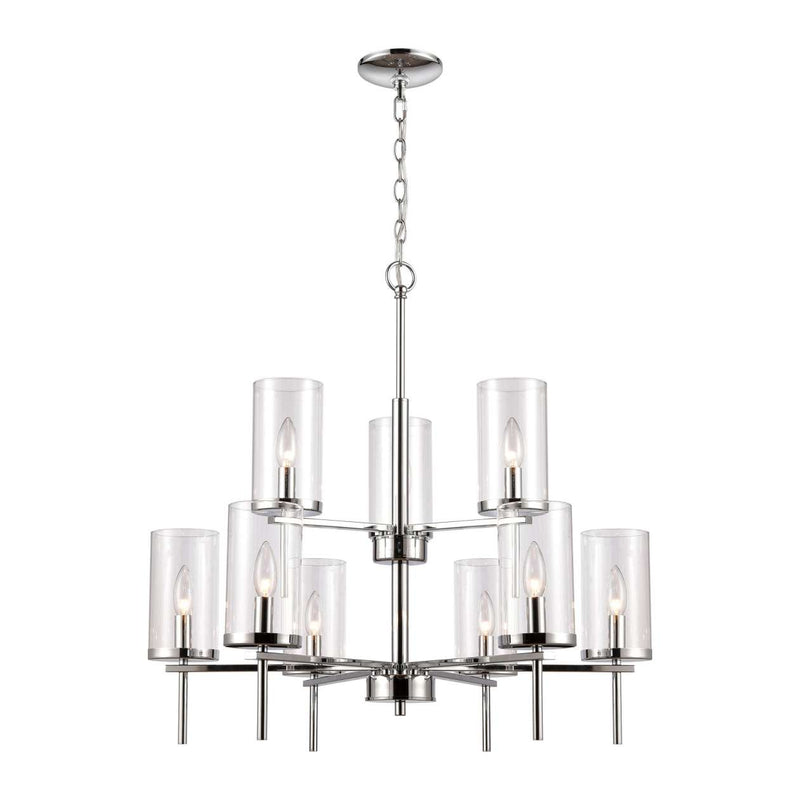 9 Light Chandelier in Chrome | Chandeliers | Modishstore