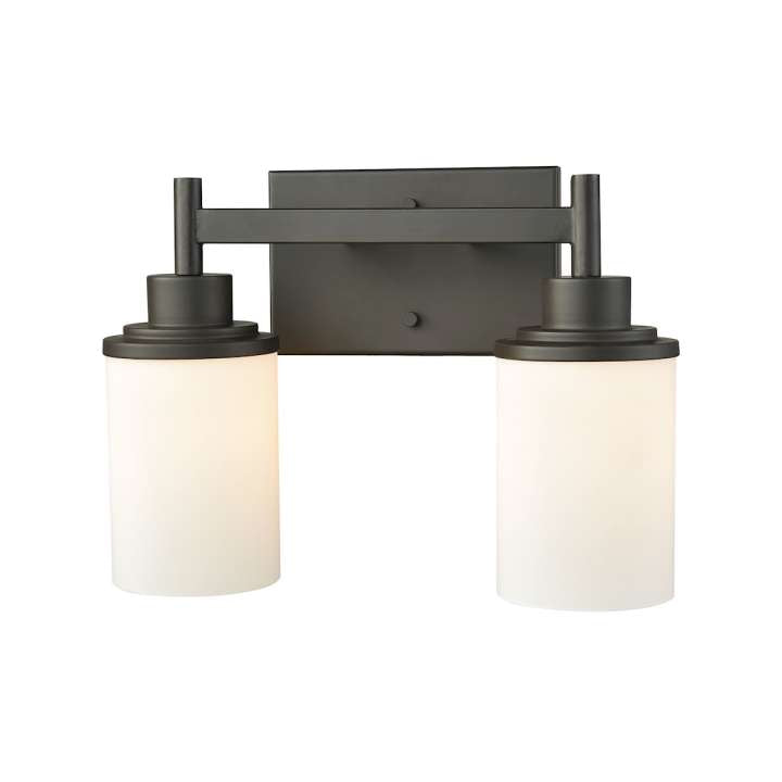 Belmar 2-Light for the Bath in Oil Rubbed Bronze with Opal White Glass | Vanity Light | Modishstore