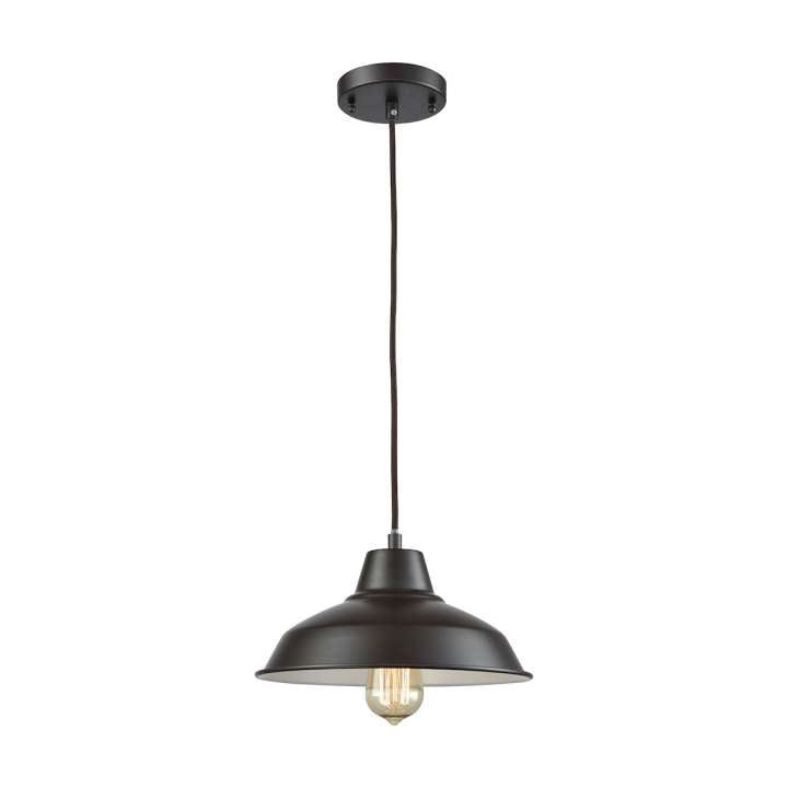 Classic Loft 1-Light Pendant in Oil Rubbed Bronze with Black Metal Shade | Pendant Lamps | Modishstore