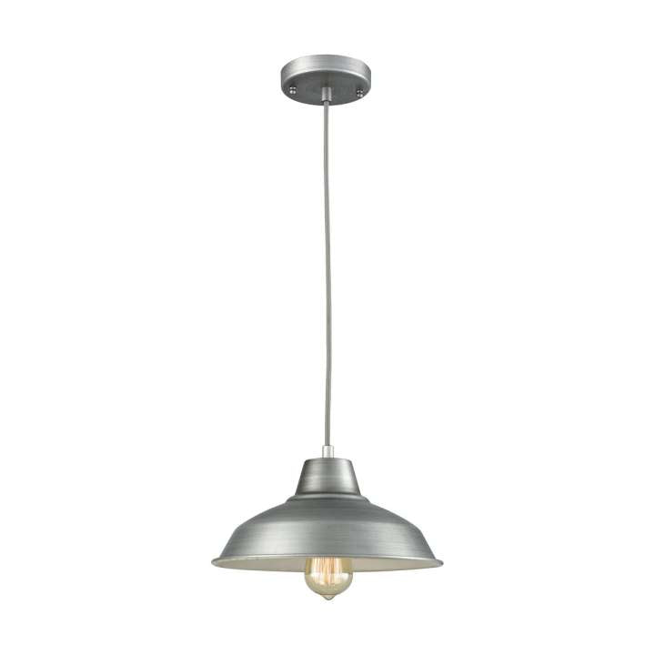 Classic Loft 1-Light Pendant in Weathered Zinc with Black Metal Shade | Pendant Lamps | Modishstore