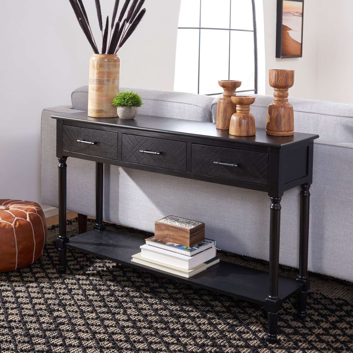 Safavieh Peyton 3 Drawer Console Table - Black | Console Tables | Modishstore