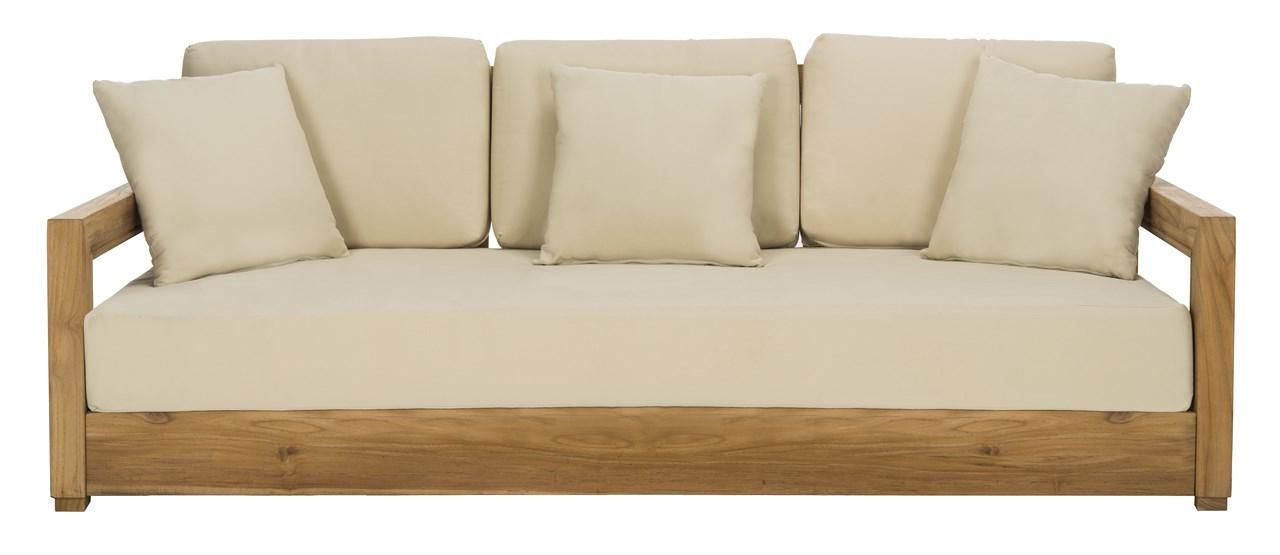 Safavieh Montford 3-Seat Bench - Teak Brown | Outdoor Sofas, Loveseats & Sectionals | Modishstore - 2