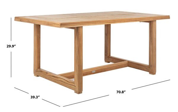 Safavieh Montford Teak Dining Table - Natural | Outdoor Tables | Modishstore - 4