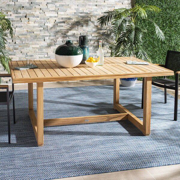 Safavieh Montford Teak Dining Table - Natural | Outdoor Tables | Modishstore