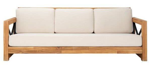 Safavieh Curacao Teak 3-Seat Sofa - Natural | Outdoor Sofas, Loveseats & Sectionals | Modishstore - 2