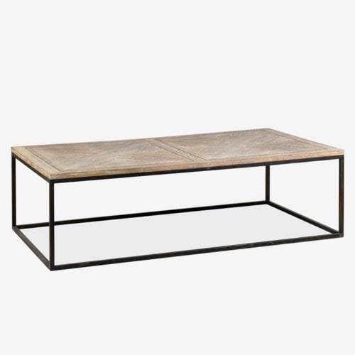 Bryant  Veneer Wood Coffee Table with Parquet Top and Metal Base by Jeffan | Coffee Tables | Modishstore - 6