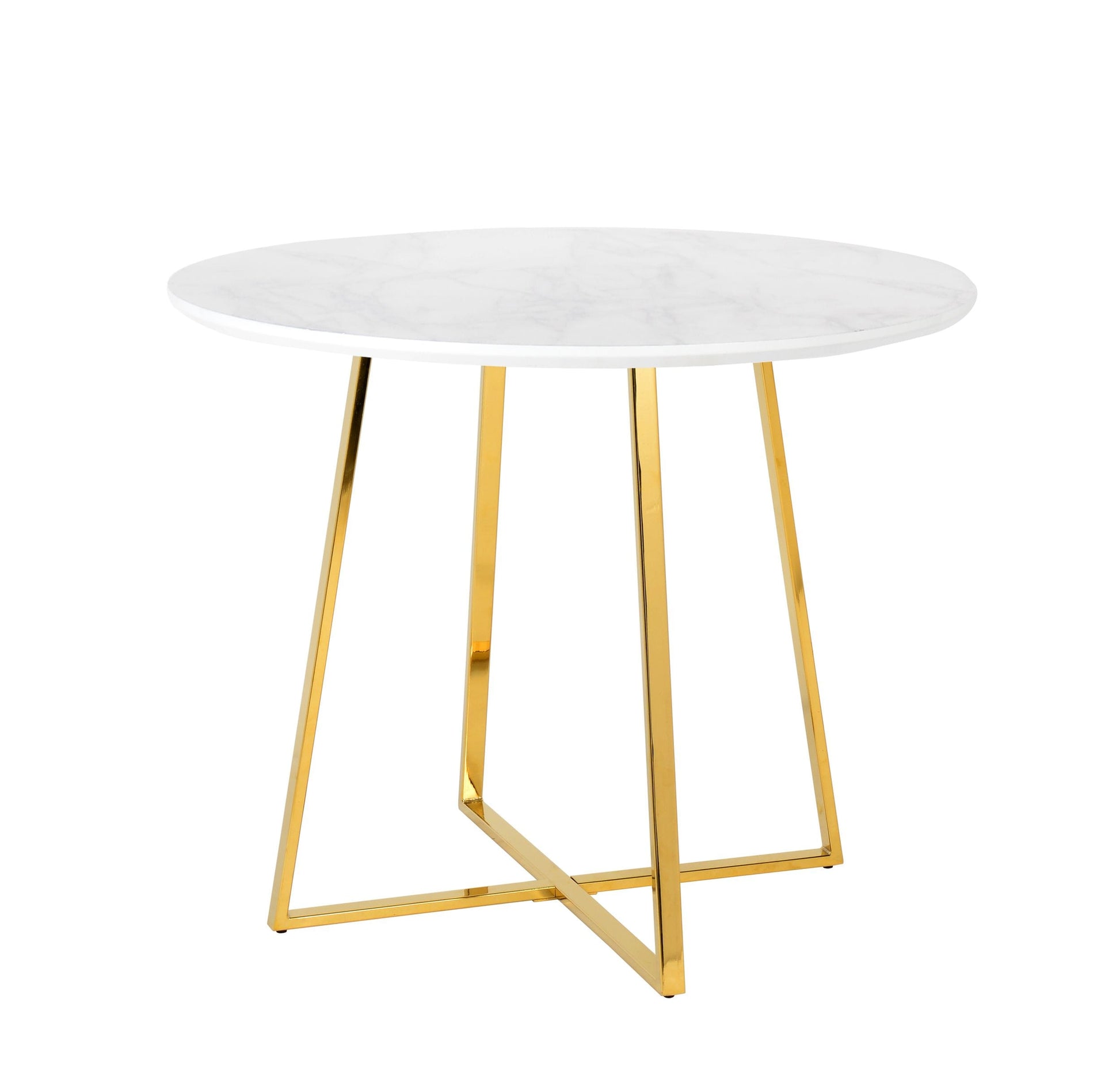 Modrest Swain Modern Faux Marble & Gold Round Dining Table | Dining Tables | Modishstore - 1