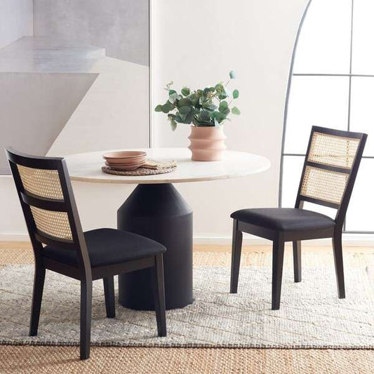 Safavieh Toril Dining Chair Set Of 2 - Black With Black Fabric Seat | Dining Chairs | Modishstore