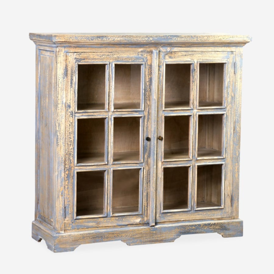 Promenade Mindi Wood Glass Pane 2 Door Cabinets by Jeffan