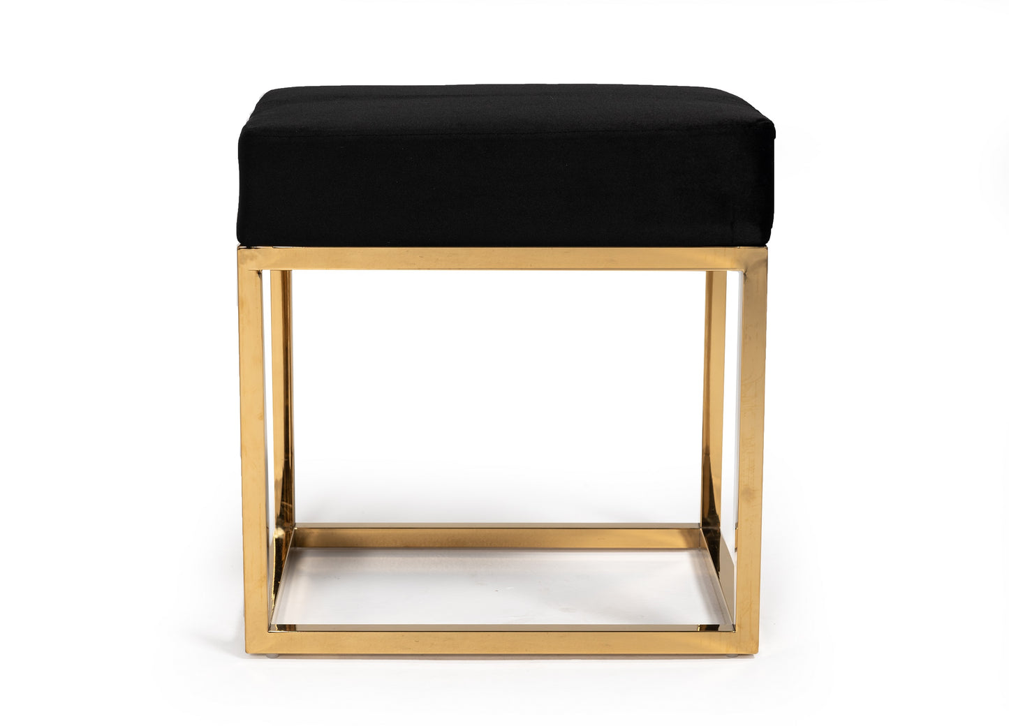 Modrest Downey Modern Black Velvet & Gold Stool Ottoman | Ottomans | Modishstore - 2