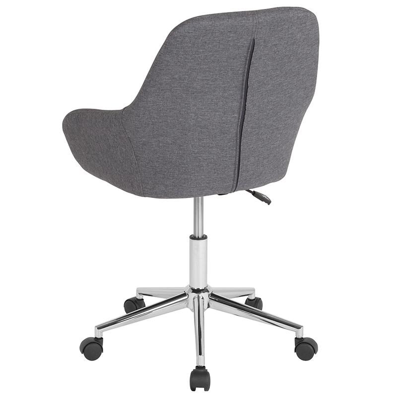 Mid-Back Black Fabric Multifunction Swivel Ergonomic Task Office Chair with  Pillow Top Cushioning and Arms