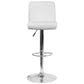 Contemporary White Vinyl Adjustable Height Barstool With Rolled Seat And Chrome Base By Flash Furniture | Bar Stools | Modishstore - 4