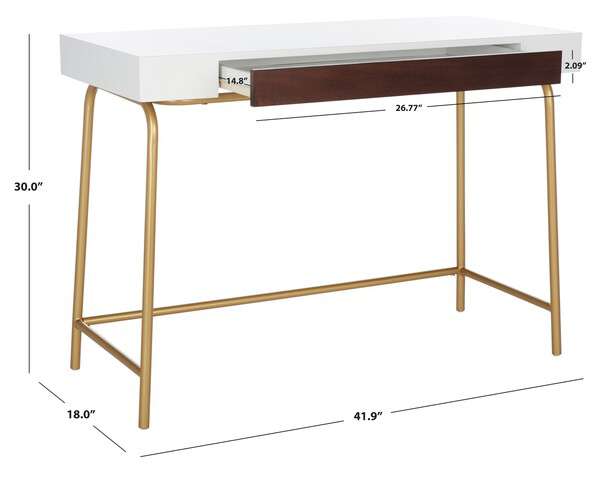 Safavieh Nola 1 Drawer Desk - White | Desks | Modishstore - 3