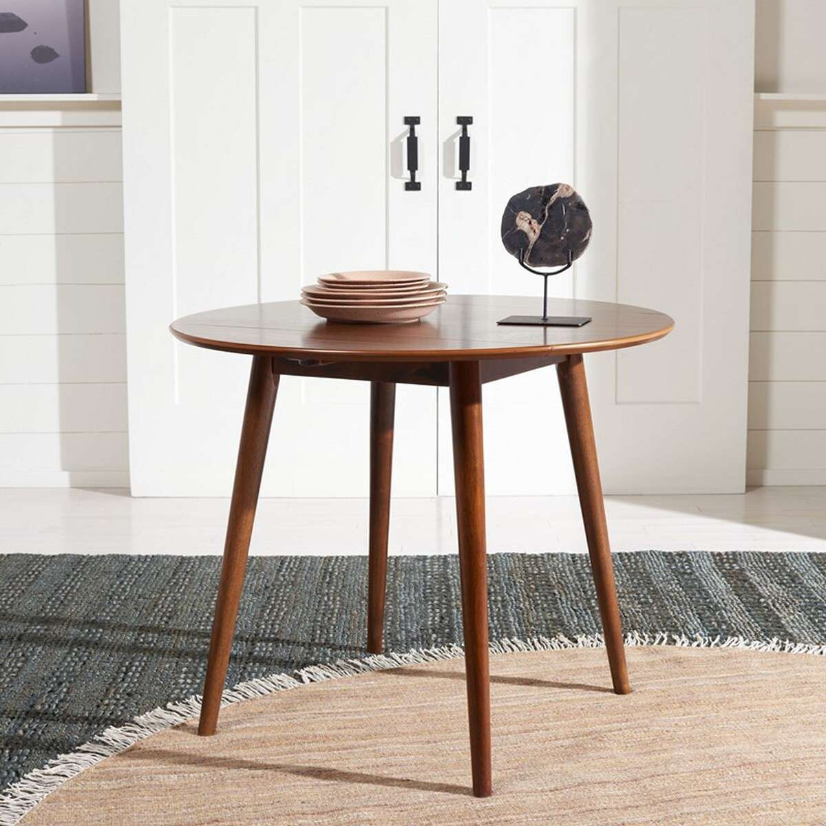 Safavieh Lovell Folding Round Dining Table - Walnut | Dining Tables | Modishstore