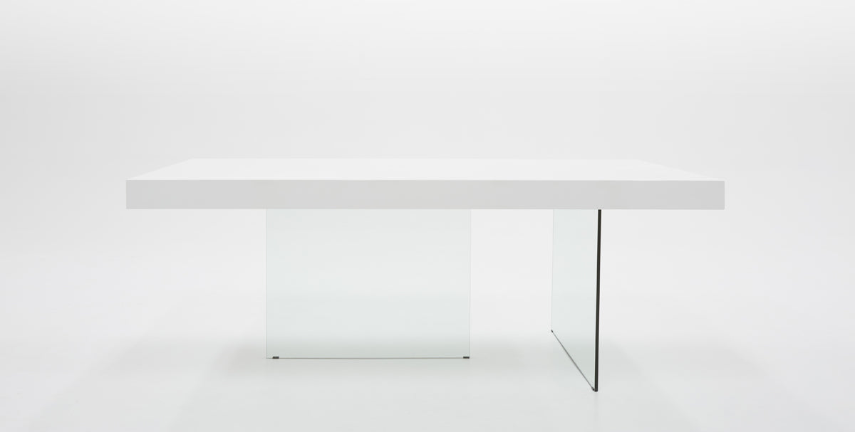 Modrest Encino Modern White & Glass Dining Table-3