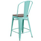 24" High Mint Green Metal Counter Height Stool With Back And Wood Seat By Flash Furniture | Bar Stools | Modishstore - 3