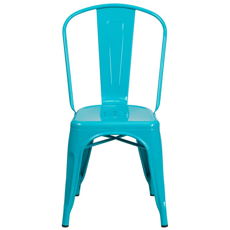 Commercial Grade Crystal Teal-Blue Metal Indoor-Outdoor Stackable Chair By Flash Furniture | Dining Chairs | Modishstore - 4