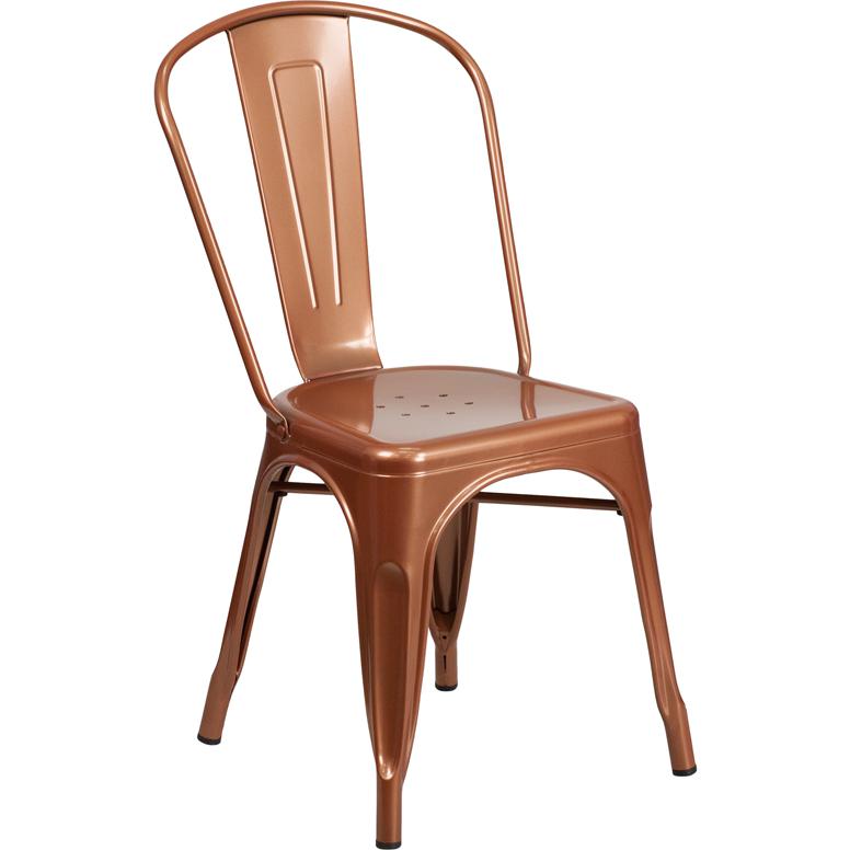 Commercial Grade Copper Metal Indoor-Outdoor Stackable Chair By Flash Furniture | Dining Chairs | Modishstore - 1