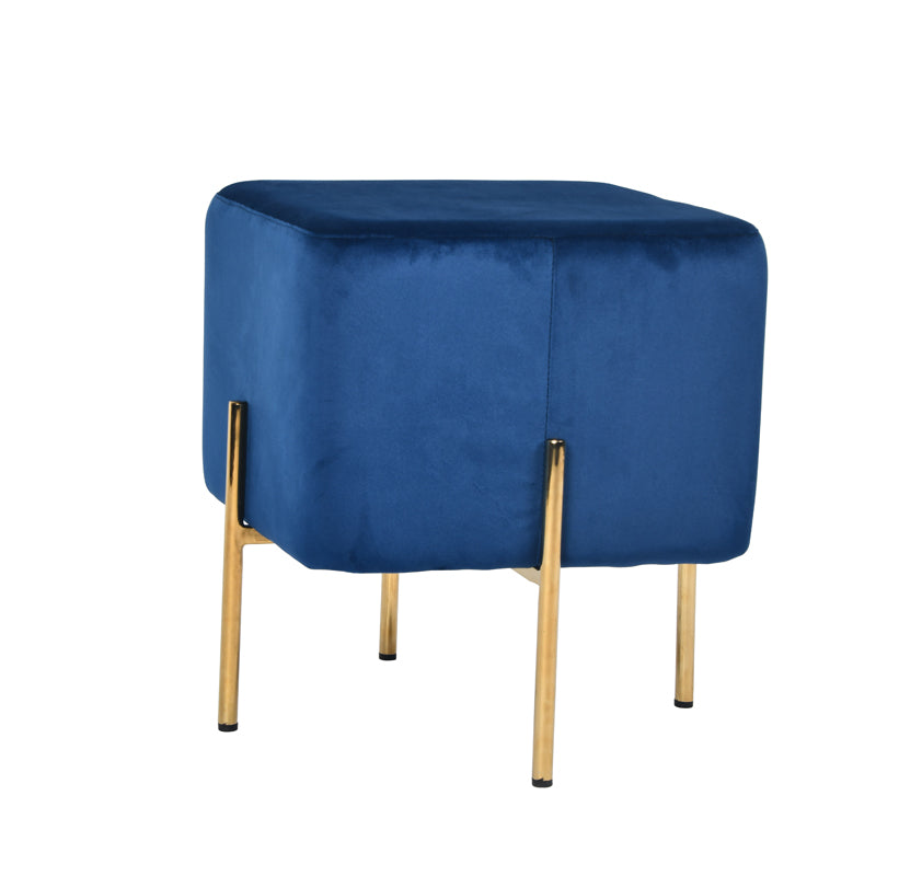 Modrest Daphne Modern Blue Velvet & Gold Ottoman - Blue – Modish Store