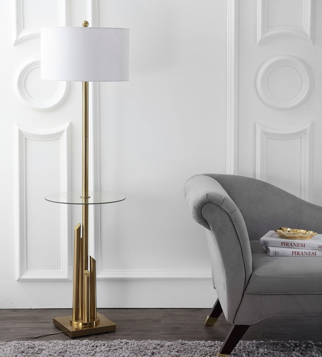Safavieh Ambrosio 61-Inch H Floor Lamp Side Table Brass – Modish Store