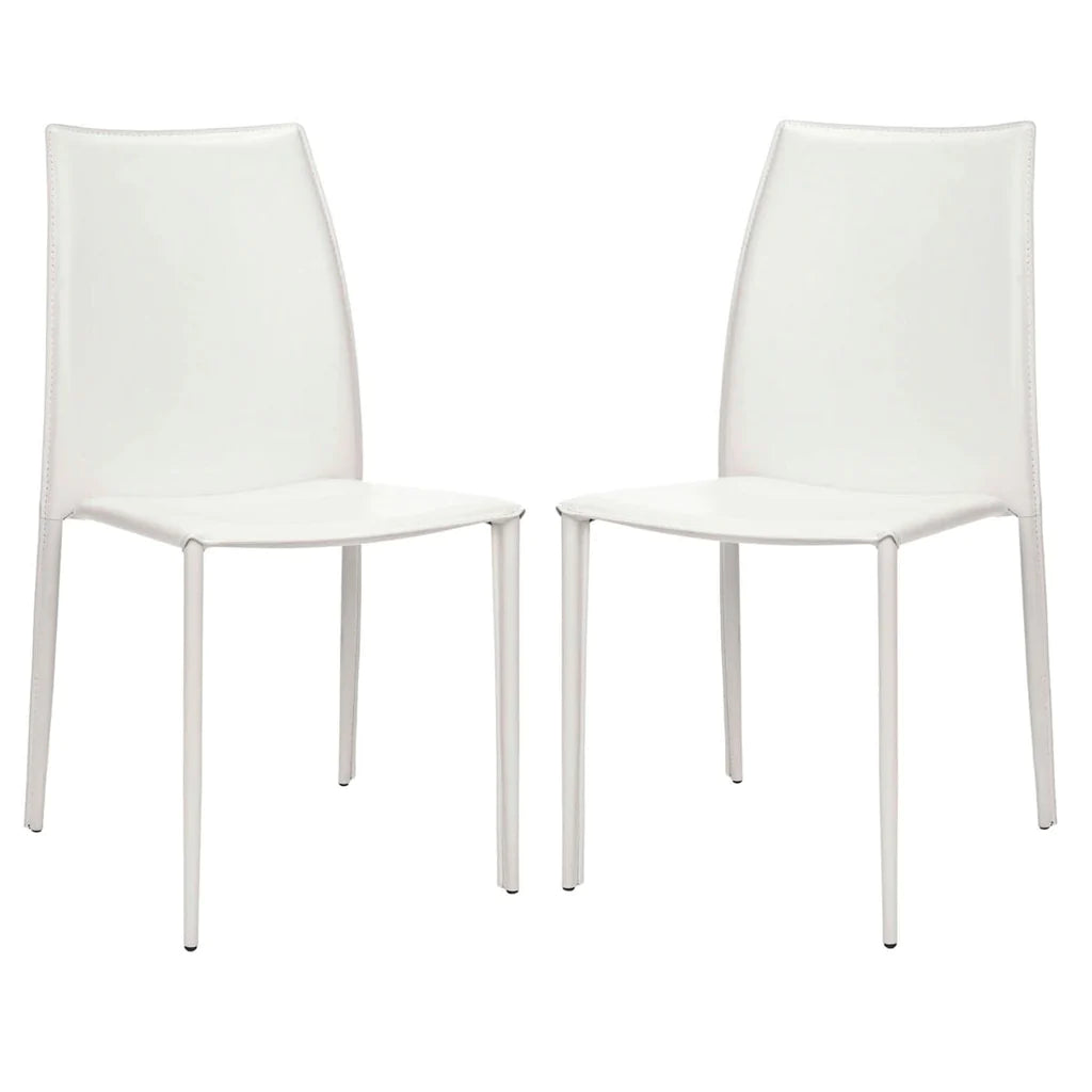 Safavieh Kdark Greyin 19''H Stacking Side Chair (Set Of 2) - White | Dining Chairs | Modishstore