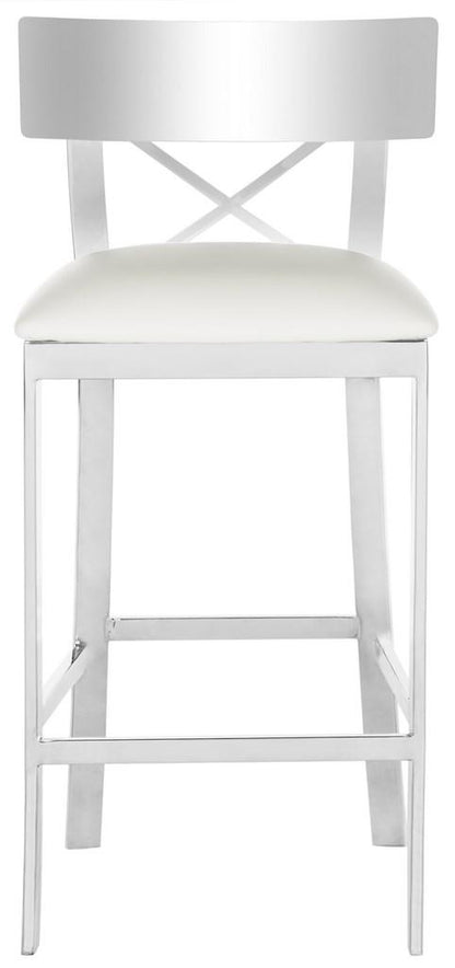 Safavieh Zoey 35''H Stainless Steel Cross Back Counter Stool | Counter Stools | Modishstore - 4