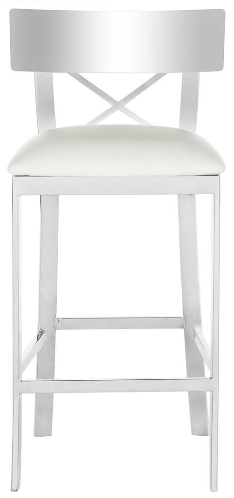 Safavieh Zoey 35''H Stainless Steel Cross Back Counter Stool | Counter Stools | Modishstore - 4