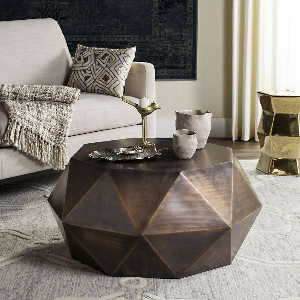 Safavieh Astrid Faceted Coffee Table - Copper | Coffee Tables | Modishstore - 3