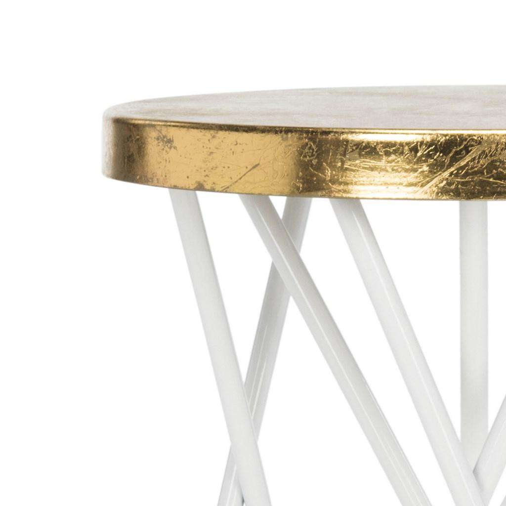 Safavieh Lorna Gold Leaf Counter Stool - White | Bar Stools | Modishstore - 3