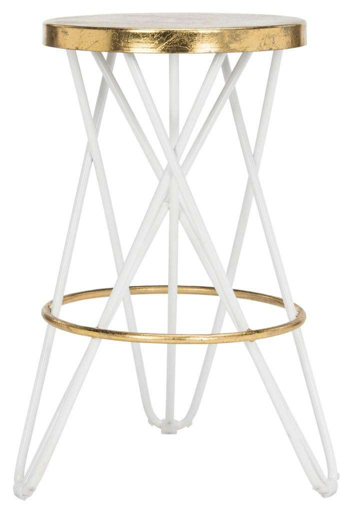 Safavieh Lorna Gold Leaf Counter Stool - White | Bar Stools | Modishstore - 2