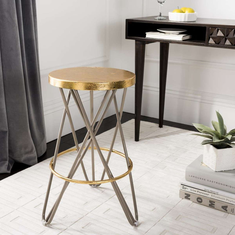 Safavieh Lorna Gold Leaf Counter Stool - Beige | Bar Stools | Modishstore